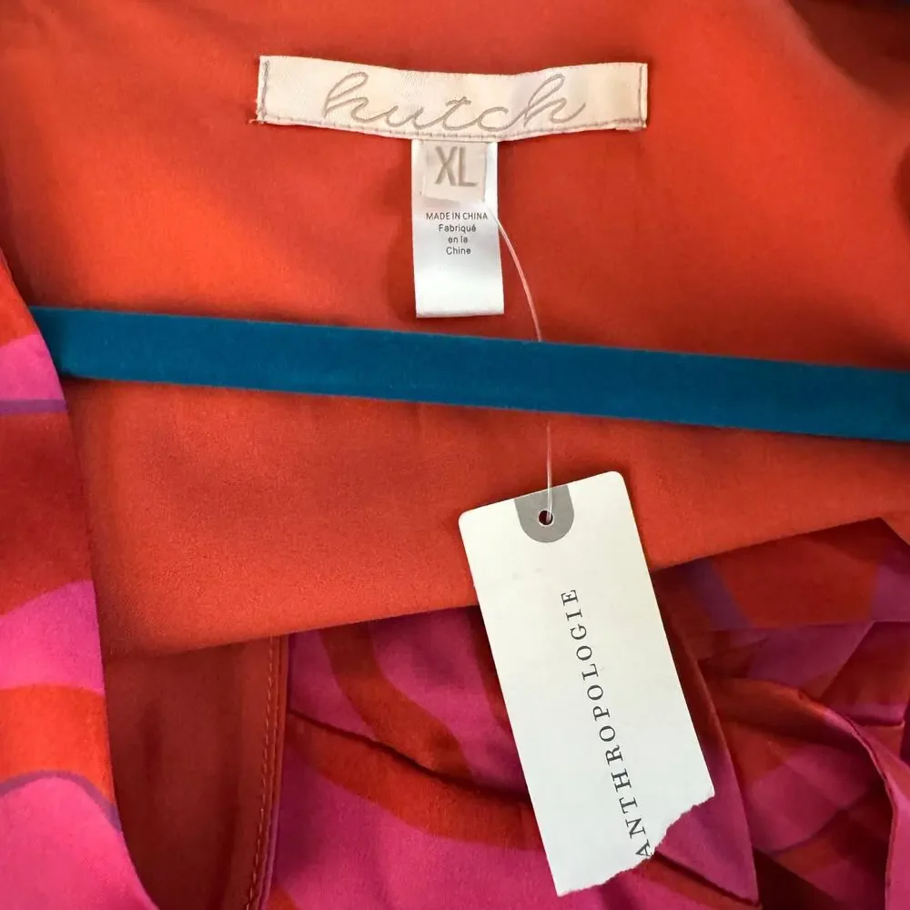 HUTCH ANTHROPOLOGIE Dress XL Ciara Zebra Striped Wrap Puff Sleeve Tie Closure - Picture 11 of 14